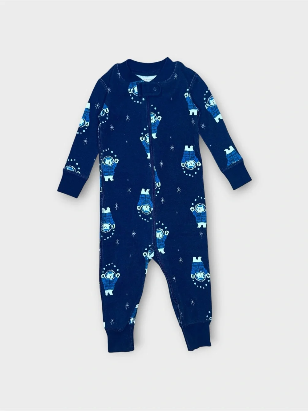 Hanna Andersson Polar Bear Winter Snow Pattern Blue Organic Sleeper
